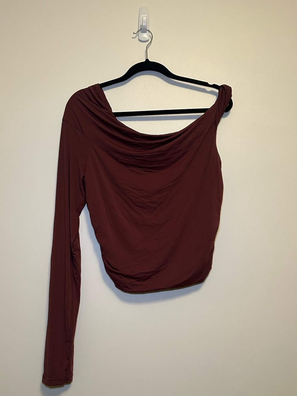 Zara Asymmetric One-Shoulder Long Sleeve Top - Brown